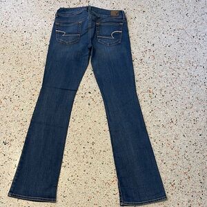 American Eagle Outfitters Dark Blue Kick Boot Jeans Size 6/34LONG Super Stretch